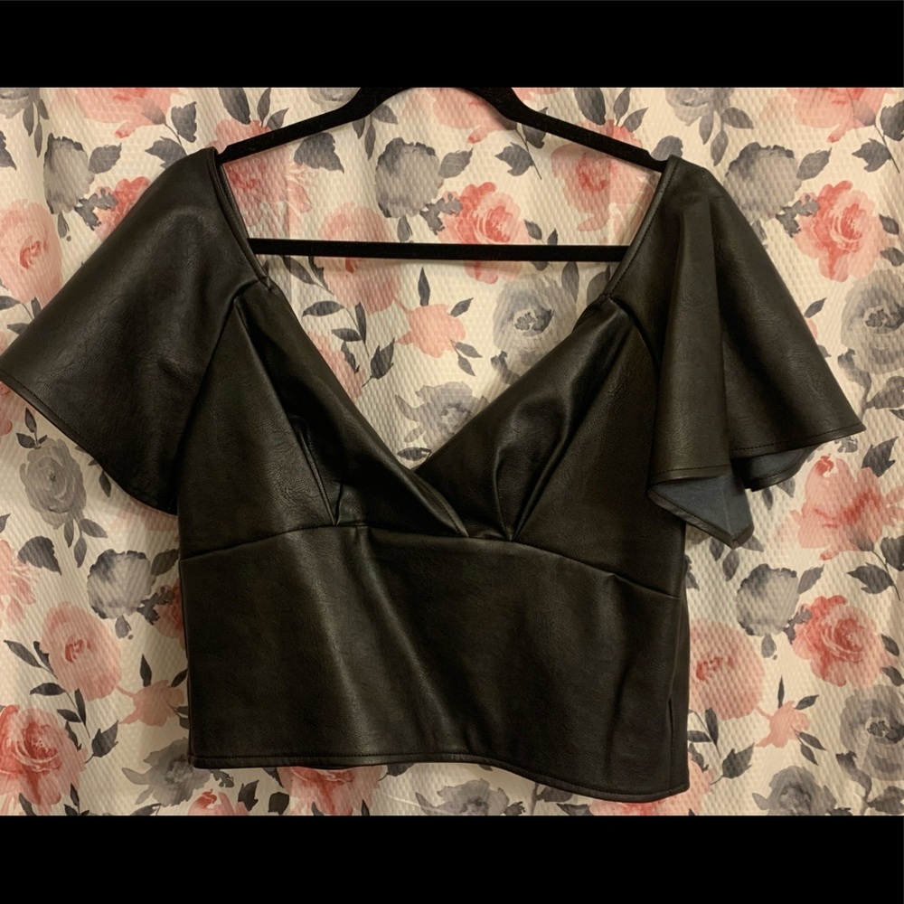 Vegan Leather Babydoll Crop Top size XL. New with tags.